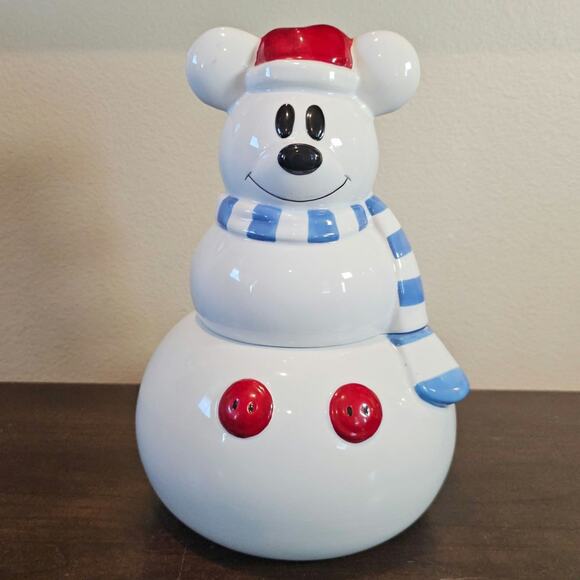 Disney Vintage Mickey Mouse Snowman Cookie Jar - Picture 1 of 5